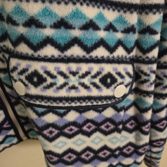 Talbots Fair Isle Fleece Zip-Up Jacket Blue Lavender Size L - Picture 4 of 6
